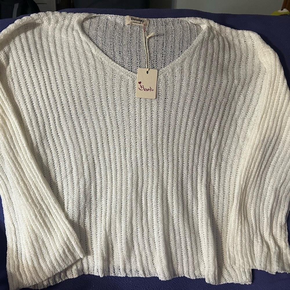 Semi-sheer sweater plus size